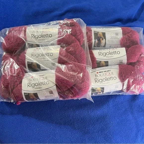 Lot of 12 Red Heart Boutique Rigoletto Metallic Skeins, Hot Pink - Picture 3 of 6